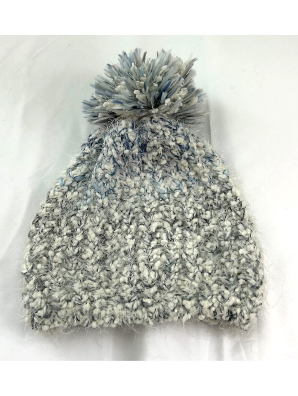 Sonoma Gray White Pom Pom Beanie Cable Knit Winter Outdoor Hike Hat Gift OS